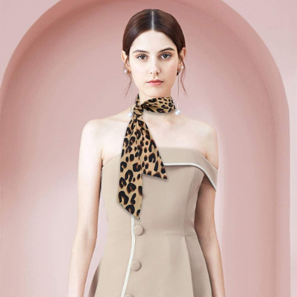 GERINLY Leopard Neck Tie Chic Skinny Scarf Hairband Stylish Purse Scarf Leopard Accessory Apparel & Accessories > Clothing Accessories > Bandanas & Headties GERINLY   