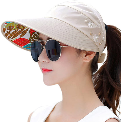 HINDAWI Sun Hats for Women Wide Brim Sun Hat UV Protection Caps Floppy Beach Packable Visor Apparel & Accessories > Clothing Accessories > Hats HINDAWI Beige  