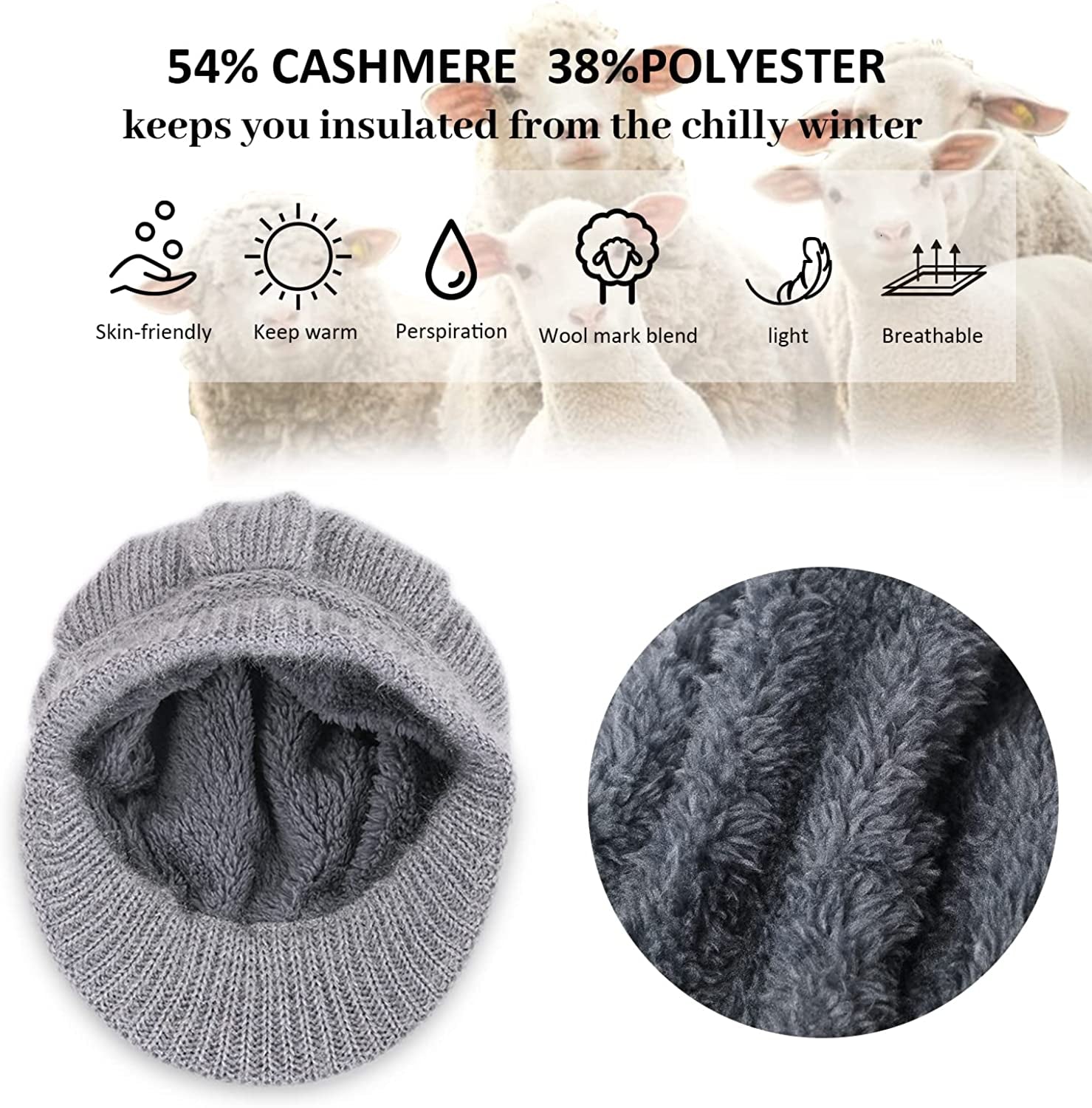 DANMY Women'S Winter Hat, Fleece Lined Womens Beanie Hat, Middle-Aged and Old Warm Earmuff Hat for Women Apparel & Accessories > Clothing Accessories > Hats DANMY   