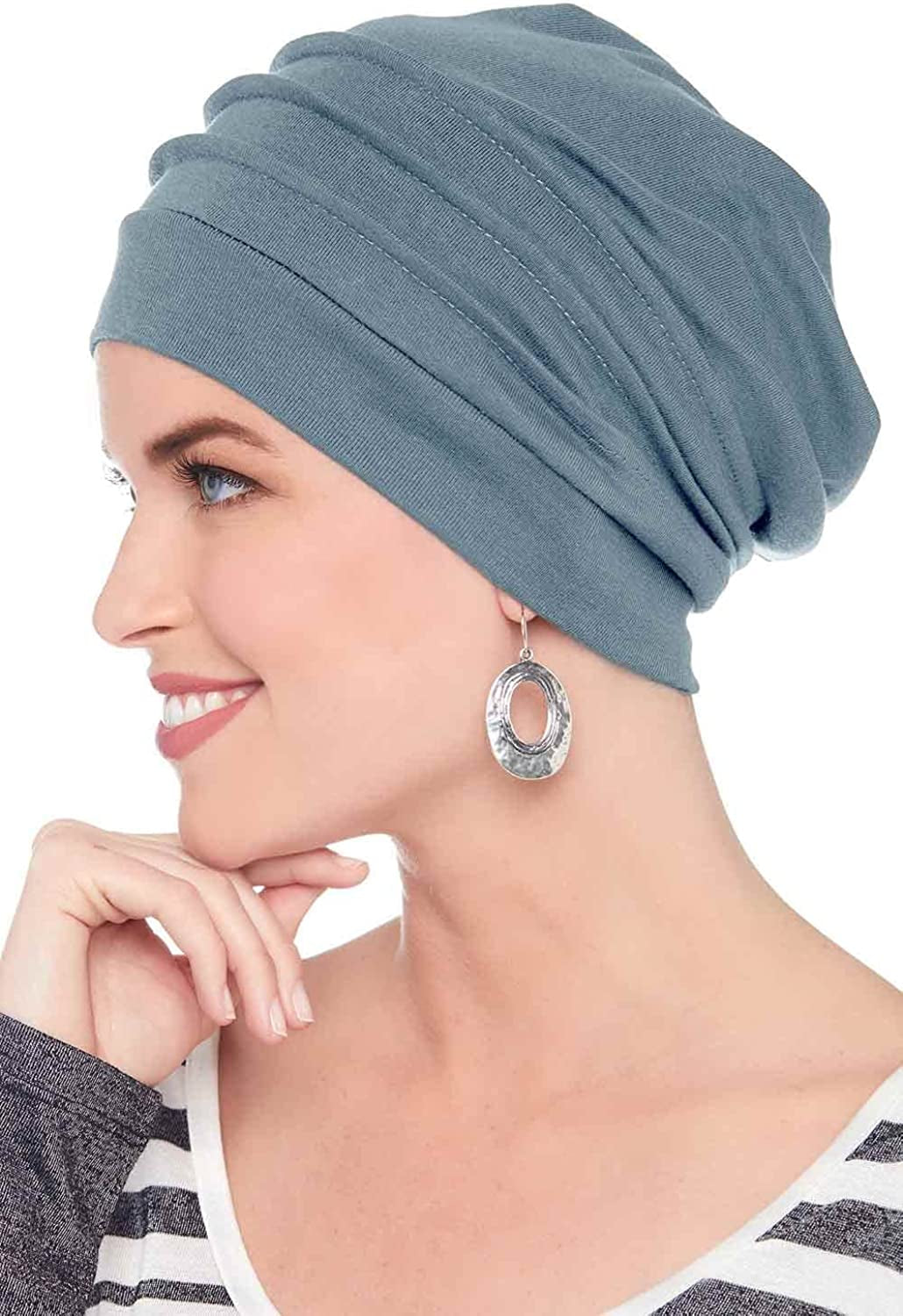 Headcovers Unlimited Slouchy Snood Hat - 100% Cotton Slouchy Beanie Hats for Women Apparel & Accessories > Clothing Accessories > Headwear Headcovers Unlimited Denim One Size 