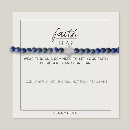 Lenny & Eva Faith over Fear Cross Stretchable Bracelets for Women, Inspirational Jewelry with Message on Card Apparel & Accessories > Jewelry > Bracelets Lenny & Eva Lapis Lazuli-Silver Bracelet 