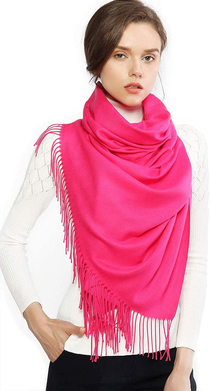 RIIQIICHY Women'S Scarf Pashmina Shawls and Wraps for Evening Dress Bridesmaid Wedding Bridal Winter Warm Long Large Scarves Apparel & Accessories > Clothing Accessories > Scarves & Shawls RIIQIICHY Rose Red  