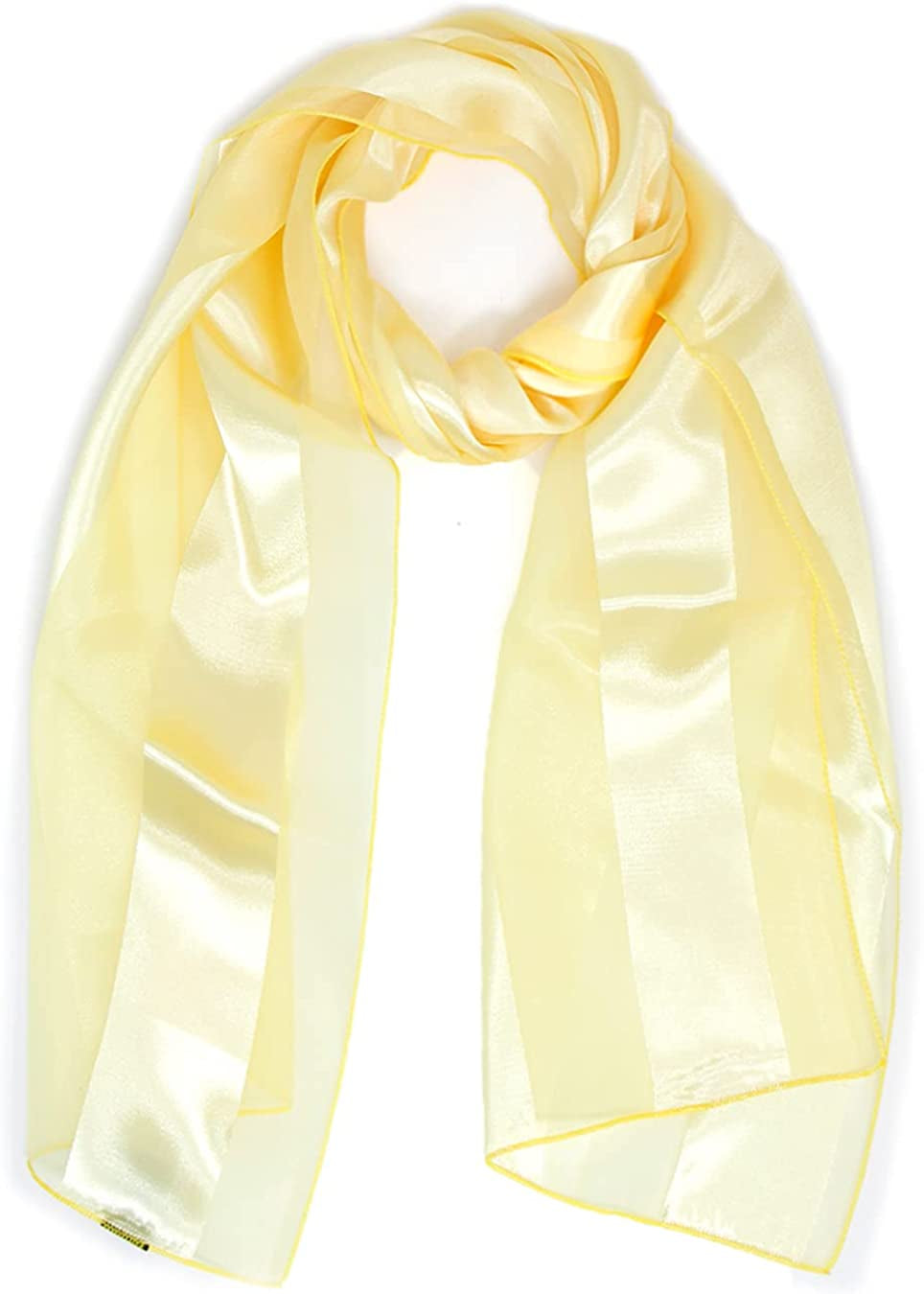 Scarfs for Women Lightweight Soft Silky Scarves 60" Long Satin Chiffon Stripe Neckerchief Gold Red Pink Black More Apparel & Accessories > Clothing Accessories > Scarves & Shawls SERENITA Yellow  