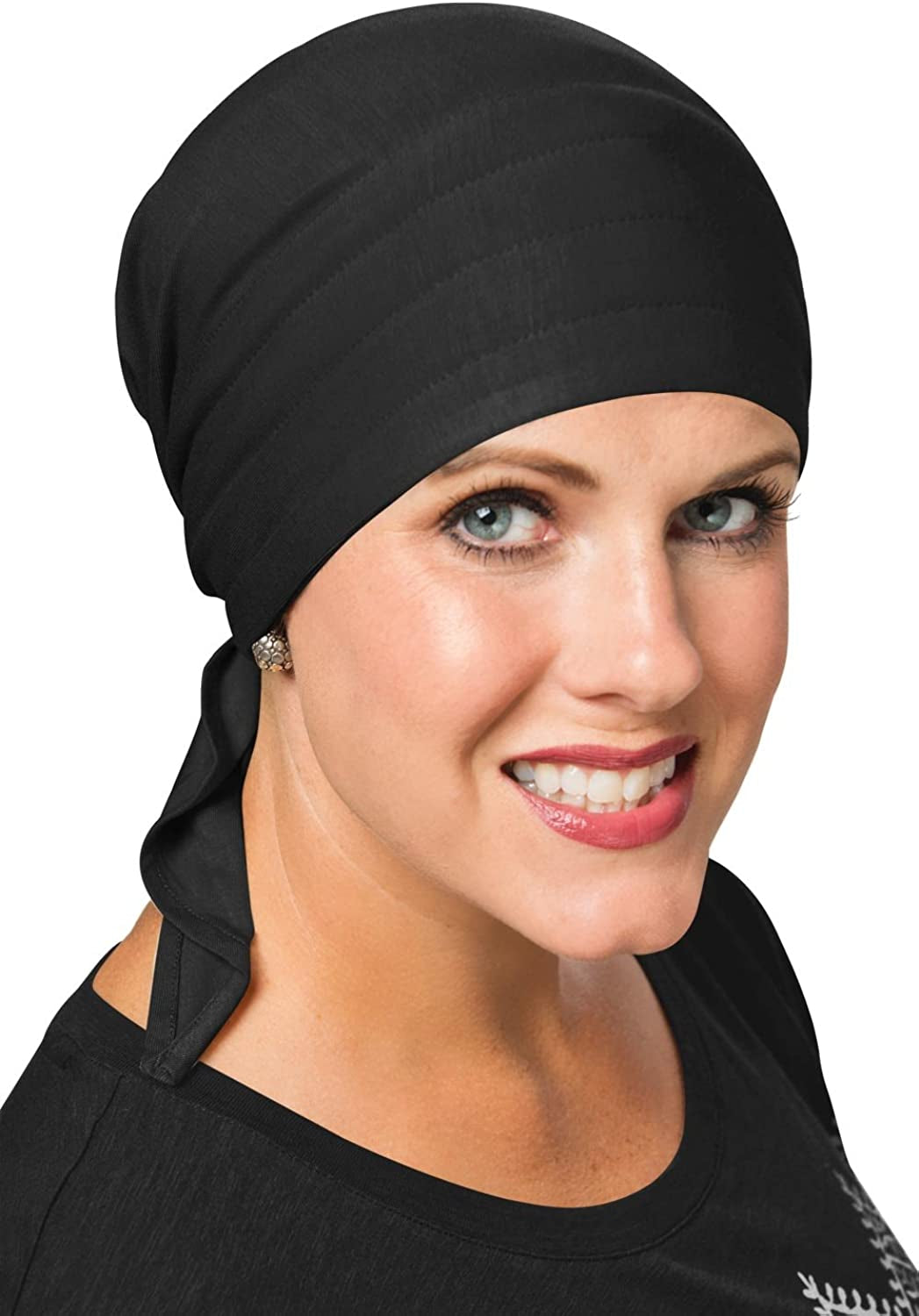 Cardani Instant Tie Headscarf - Padded Easy Tie Triangle Scarf in Luxury Viscose from Bamboo Apparel & Accessories > Clothing Accessories > Headwear Cardani Luxury Bamboo - Black One Size 
