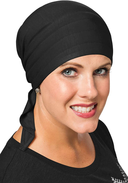 Cardani Instant Tie Headscarf - Padded Easy Tie Triangle Scarf in Luxury Viscose from Bamboo Apparel & Accessories > Clothing Accessories > Headwear Cardani Luxury Bamboo - Black One Size 