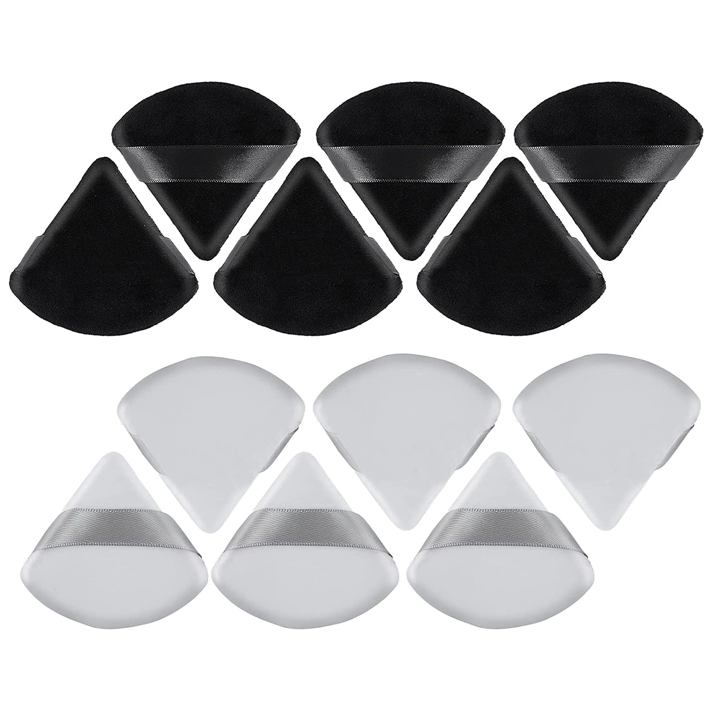 Sibba 12Pcs Powder Puff Triangle Shape Face Makeup Puff for Loose Powder Foundation Soft Cosmetic Sponge Wet and Dry Powder Puff Pads Large Body Cotton Powder Cushion Puffs (Black) Health & Beauty > Personal Care > Cosmetics > Cosmetic Tools > Makeup Tools Sibba Black/white  