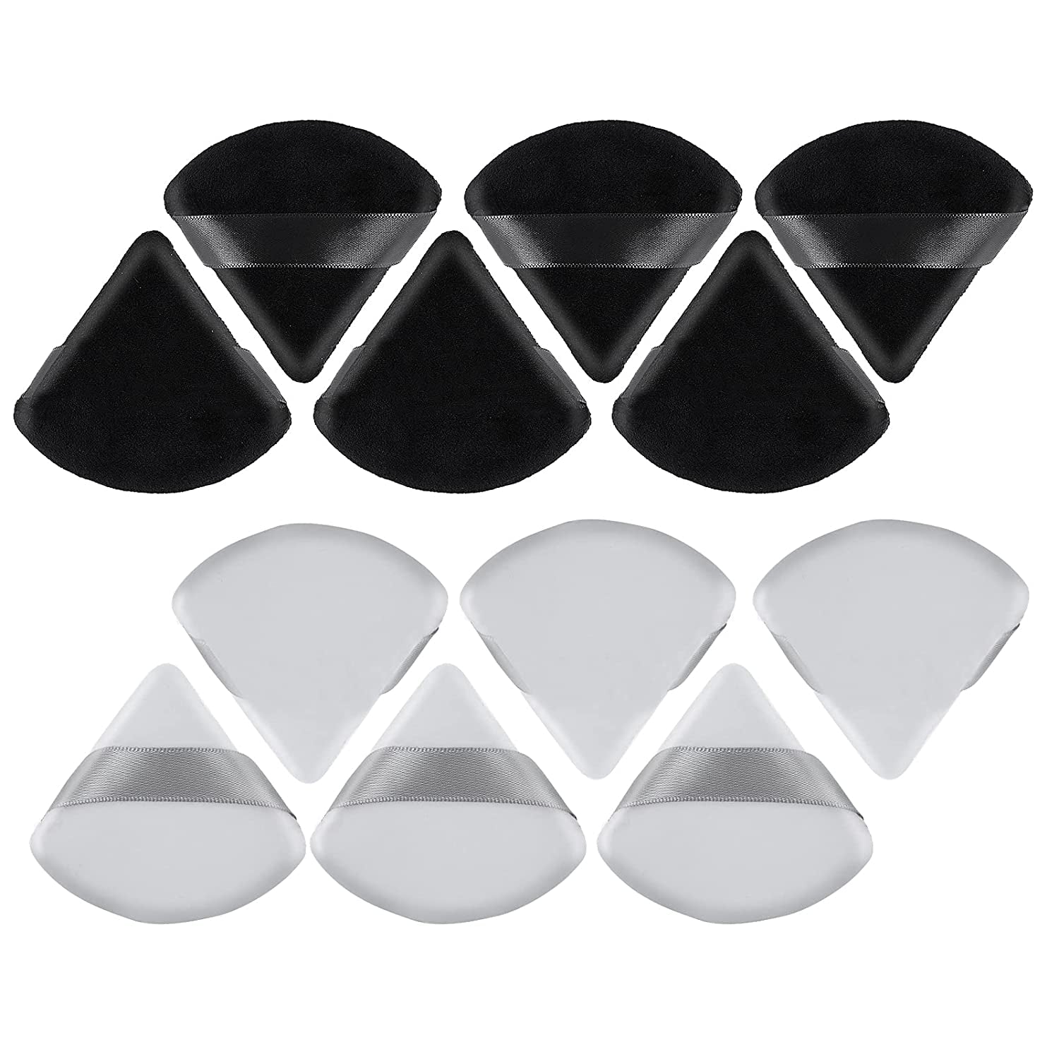 Sibba 12Pcs Powder Puff Triangle Shape Face Makeup Puff for Loose Powder Foundation Soft Cosmetic Sponge Wet and Dry Powder Puff Pads Large Body Cotton Powder Cushion Puffs (Black) Health & Beauty > Personal Care > Cosmetics > Cosmetic Tools > Makeup Tools Sibba Black/white  