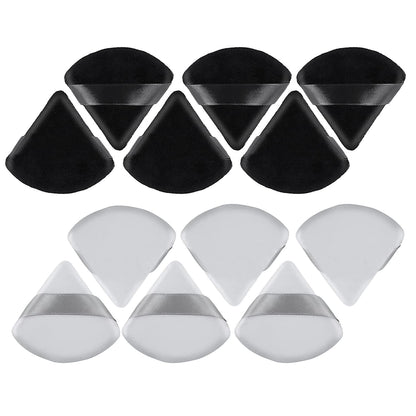 Sibba 12Pcs Powder Puff Triangle Shape Face Makeup Puff for Loose Powder Foundation Soft Cosmetic Sponge Wet and Dry Powder Puff Pads Large Body Cotton Powder Cushion Puffs (Black) Health & Beauty > Personal Care > Cosmetics > Cosmetic Tools > Makeup Tools Sibba Black/white  