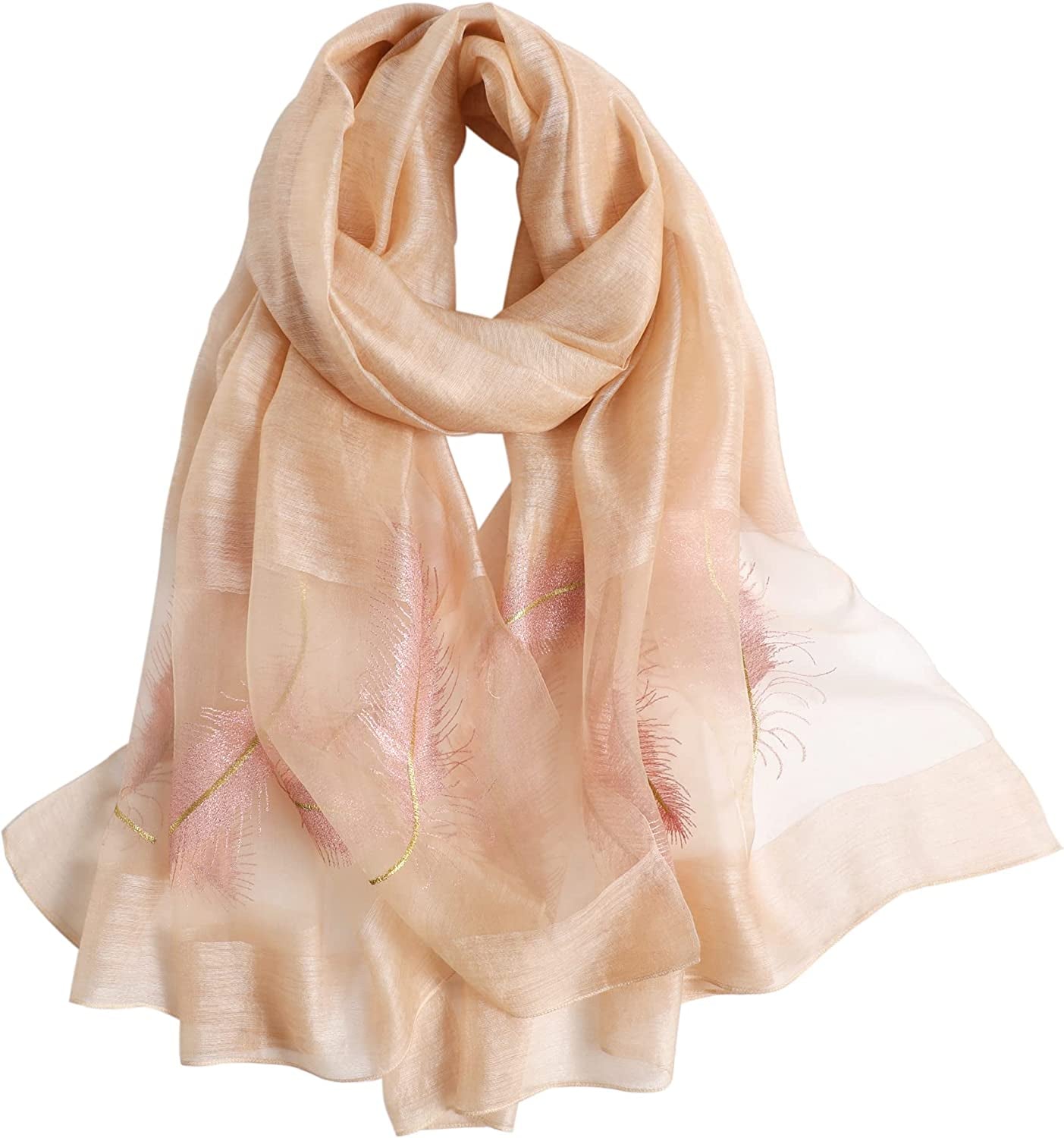 WINCESS.YU Silk Scarf for Women Lightweight Shawls and Wraps for Weddings Fashion Pashmina Shawl Embroidered Scarves Apparel & Accessories > Clothing Accessories > Scarves & Shawls WINCESS.YU 8509-widen  