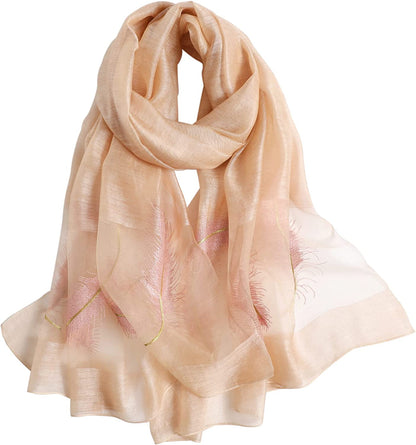 WINCESS.YU Silk Scarf for Women Lightweight Shawls and Wraps for Weddings Fashion Pashmina Shawl Embroidered Scarves Apparel & Accessories > Clothing Accessories > Scarves & Shawls WINCESS.YU 8509-widen  