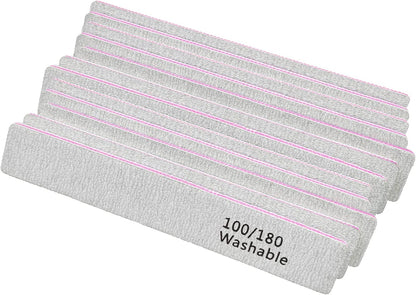 Nail File 12 PCS Professional Reusable 100/180 Grit Double Sides Washable Nail File Manicure Tools for Poly Nail Extension Gel and Acrylic Nails Tools Suit for Home Salon Health & Beauty > Personal Care > Cosmetics > Cosmetic Tools > Nail Tools HeeYaa   