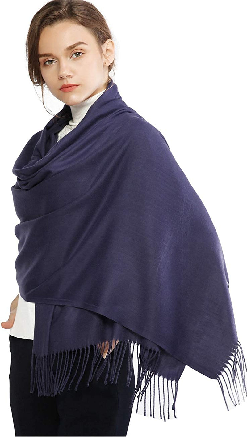 RIIQIICHY Women'S Scarf Pashmina Shawls and Wraps for Evening Dress Bridesmaid Wedding Bridal Winter Warm Long Large Scarves Apparel & Accessories > Clothing Accessories > Scarves & Shawls RIIQIICHY Navy  
