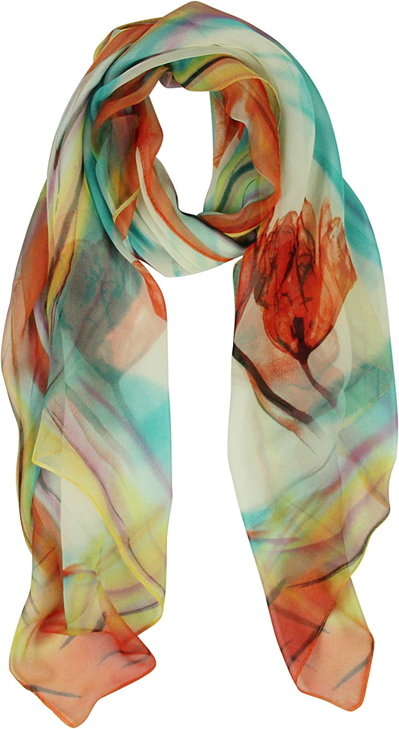 Long Chiffon Sheer Scarf Gradient - Pantonight Shaded Colors Lightweight Scarf for Womens Apparel & Accessories > Clothing Accessories > Scarves & Shawls PANTONIGHT Orange 717  