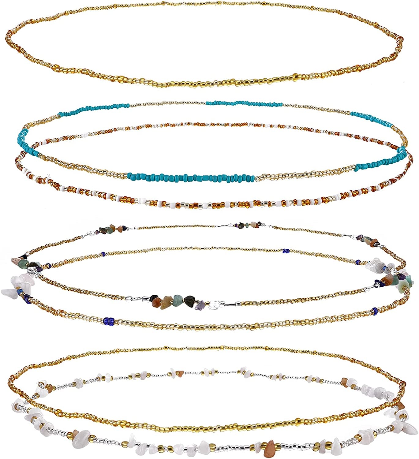 Waist Beads for Women Belly Beads Elastic Chain African Waist Chains Set for Women Body Jewelry Bikini Jewelry Chains Apparel & Accessories > Jewelry > Body Jewelry Yolev Colorful-7pcs-1  
