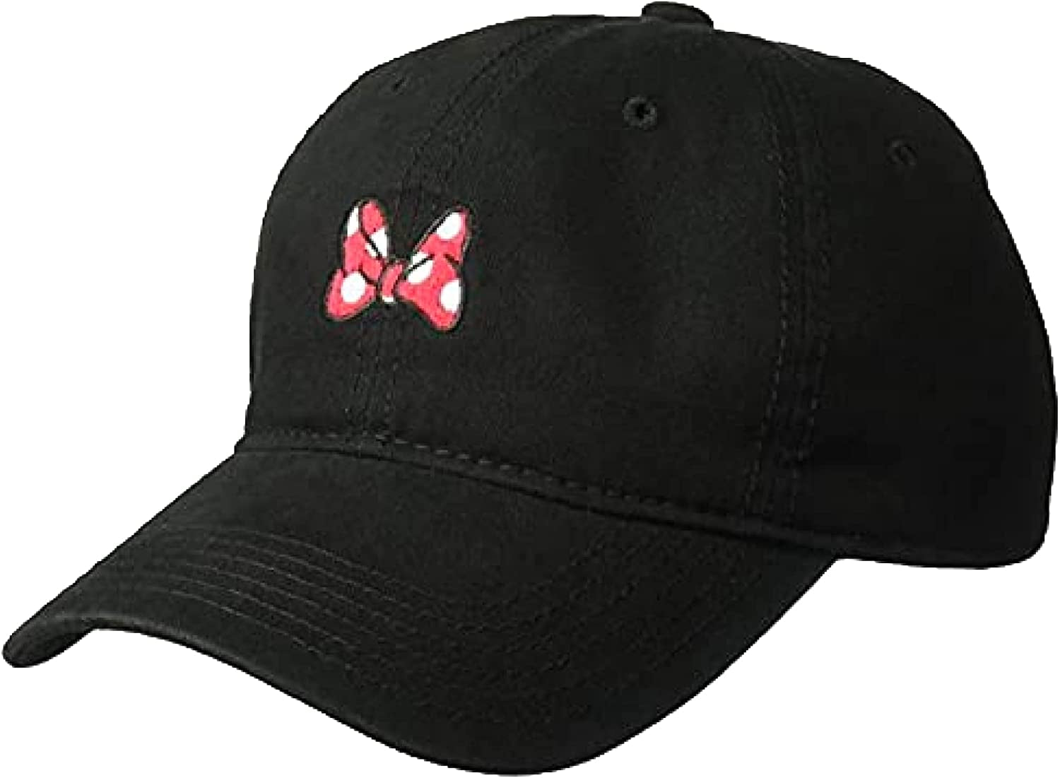 Concept One Disney Minnie Mouse Embroidered Cotton Adjustable Dad Hat, Baseball Cap with Curved Brim Apparel & Accessories > Clothing Accessories > Hats Concept One Black - 19' One Size 