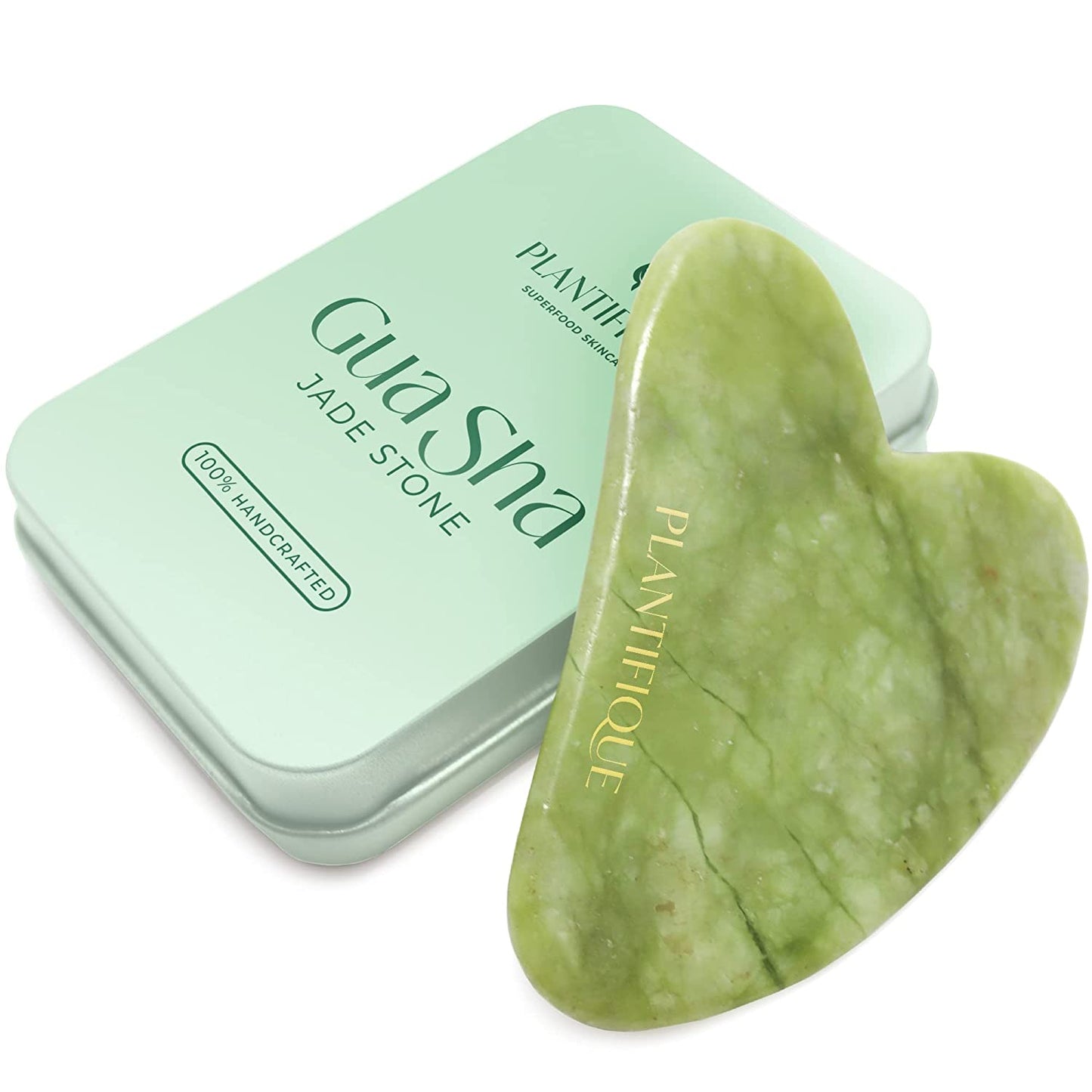 Premium Certified Jade Roller Gift and Gua Sha Set - Includes anti Aging Face Roller and Gua Sha Facial Tool - Face Massager for Your Skincare Routine by Plantifique Health & Beauty > Personal Care > Cosmetics > Cosmetic Tools > Skin Care Tools PLANTIFIQUE Jade Gua Sha  