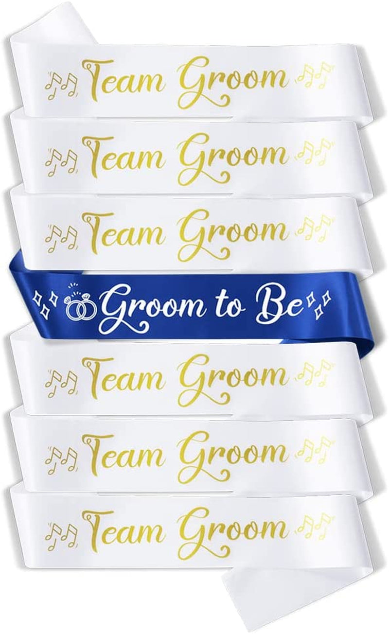 Party to Be Groom to Be Sash Set Wedding Stag Night Bachelor Party Decoration Black Apparel & Accessories > Clothing Accessories > Sashes Party to Be Set D (Groom+Team 7 PCS)  