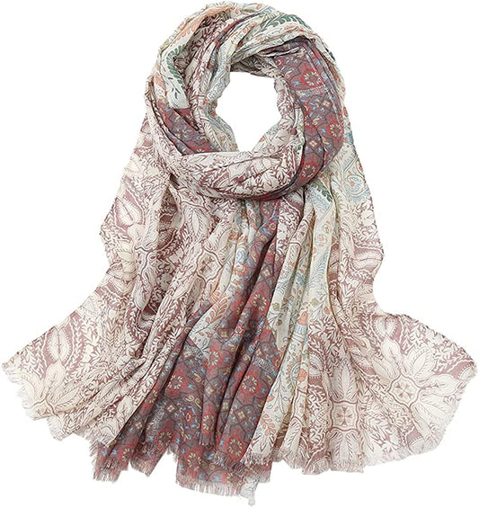Scarf for Women Lightweight Floral Fashion Flower Scarves Shawl Wrap by Hophor Apparel & Accessories > Clothing Accessories > Scarves & Shawls Hophor Free-living Urbanites-beige  