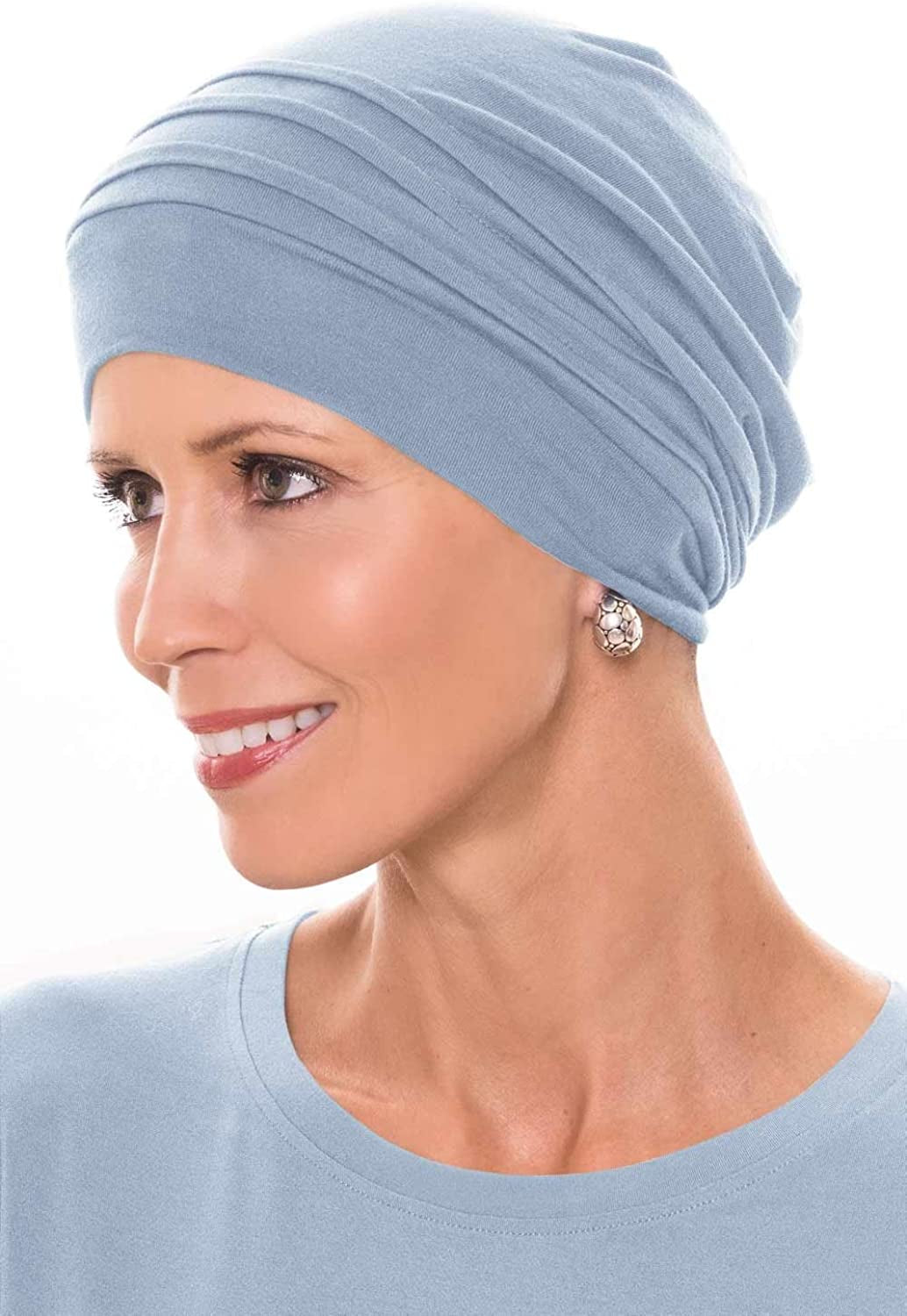Cardani® Mod Slouchy Snood Turban - Viscose from Bamboo Hat Apparel & Accessories > Clothing Accessories > Headwear Cardani Luxury Bamboo - Denim One Size 