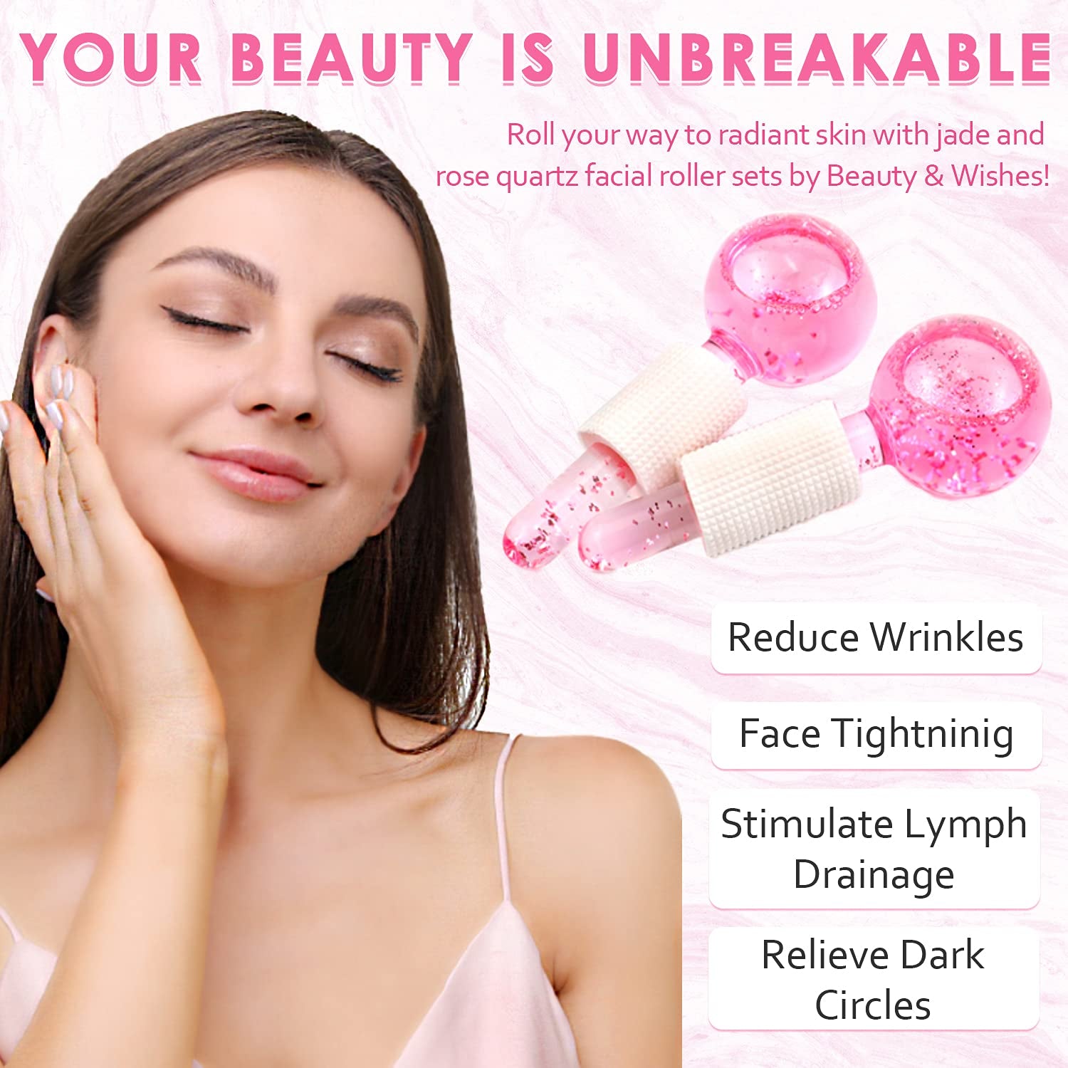 Poleview Ice Globes for Facials, Cooling Face Roller, Facial Massage Tools for Daily Skincare, Tightens Skin, Reduce Puffiness and Dark Circles, anti Ageing, Enhance Circulation - Pink, with Glitter Health & Beauty > Personal Care > Cosmetics > Cosmetic Tools > Skin Care Tools Poleview   