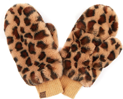 C.C Women Thick Knit Faux Fur Sherpa Fleece Lined Warm Winter Gloves Mittens (CG-36)(MT-008,25,715,816,1816,6245) Apparel & Accessories > Clothing Accessories > Gloves & Mittens C.C Faux Fur-leo Latte  