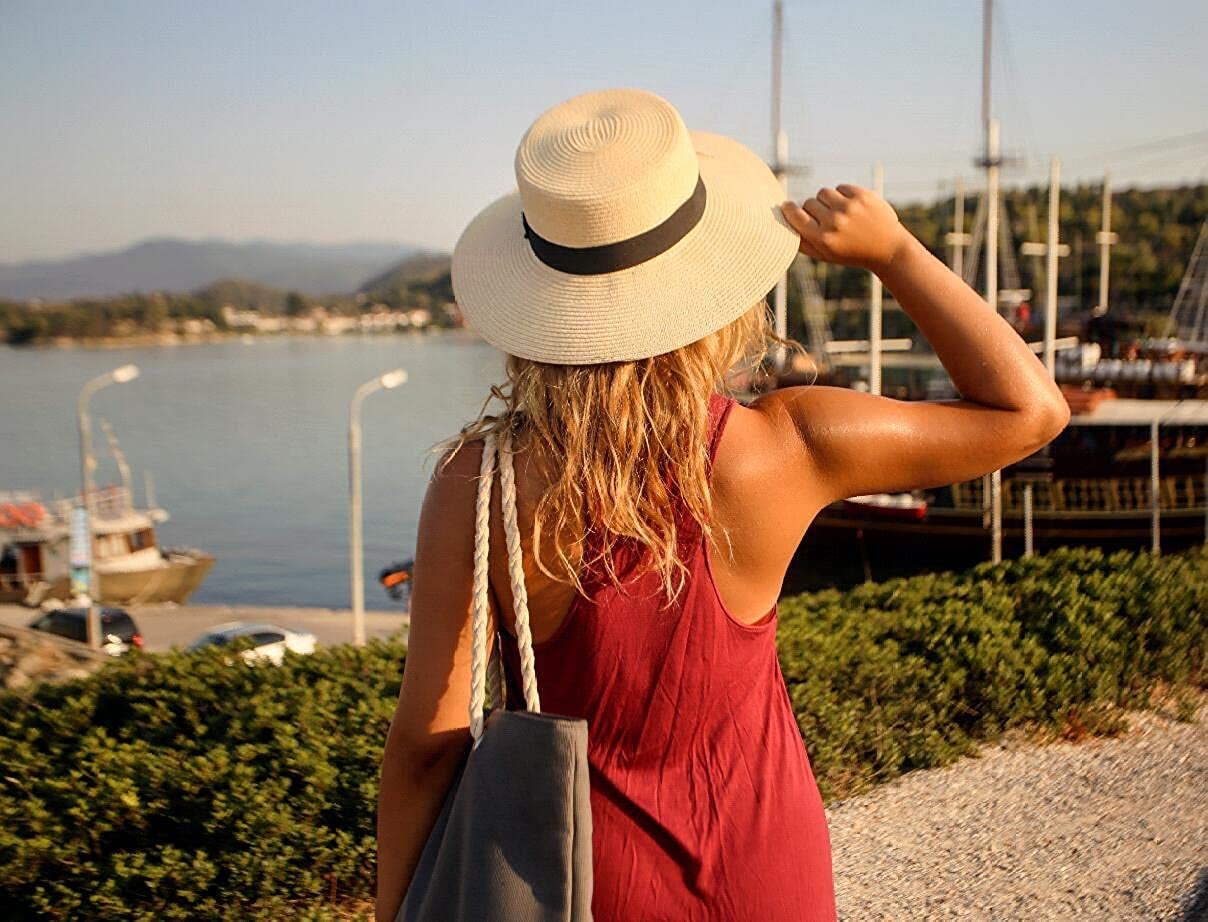 Lanzom Sun Hats for Women Wide Brim Straw Boater Hat Foldable Packable Beach Hat for Summer Apparel & Accessories > Clothing Accessories > Hats Lanzom   