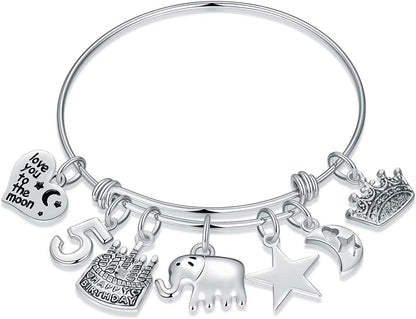 Birthday Gifts for Women Girls Bracelet, Expandable Charm Bracelets 5Th 6Th 7Th 8Th 9Th 10Th 20Th 30Th 40Th 50Th 60Th 70Th 80Th 90Th Birthday Gift for Friend, Mom, Daughter, Niece, Sister, Grandma Apparel & Accessories > Jewelry > Bracelets M MOOHAM "5th"  
