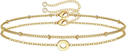 Dainty Gold Initial Bracelets for Women, 14K Gold Plated Dainty Personalized Gold Bracelets Initial Bracelets for Women Teen Girls Jewelry Chain Bracelets for Kids Toddler Little Girls Jewelry Gifts Apparel & Accessories > Jewelry > Bracelets M MOOHAM O  