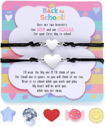 SAM & LORI Unique Matching Bracelets for Best Friends Couples Mother Daughter Son Dad Sisters Brothers-Unisex Adjustable Bracelets- Comes with Cards in Giftable Packing Apparel & Accessories > Jewelry > Bracelets SAM & LORI 3-Back to School Gift- 2 Hearts Black  