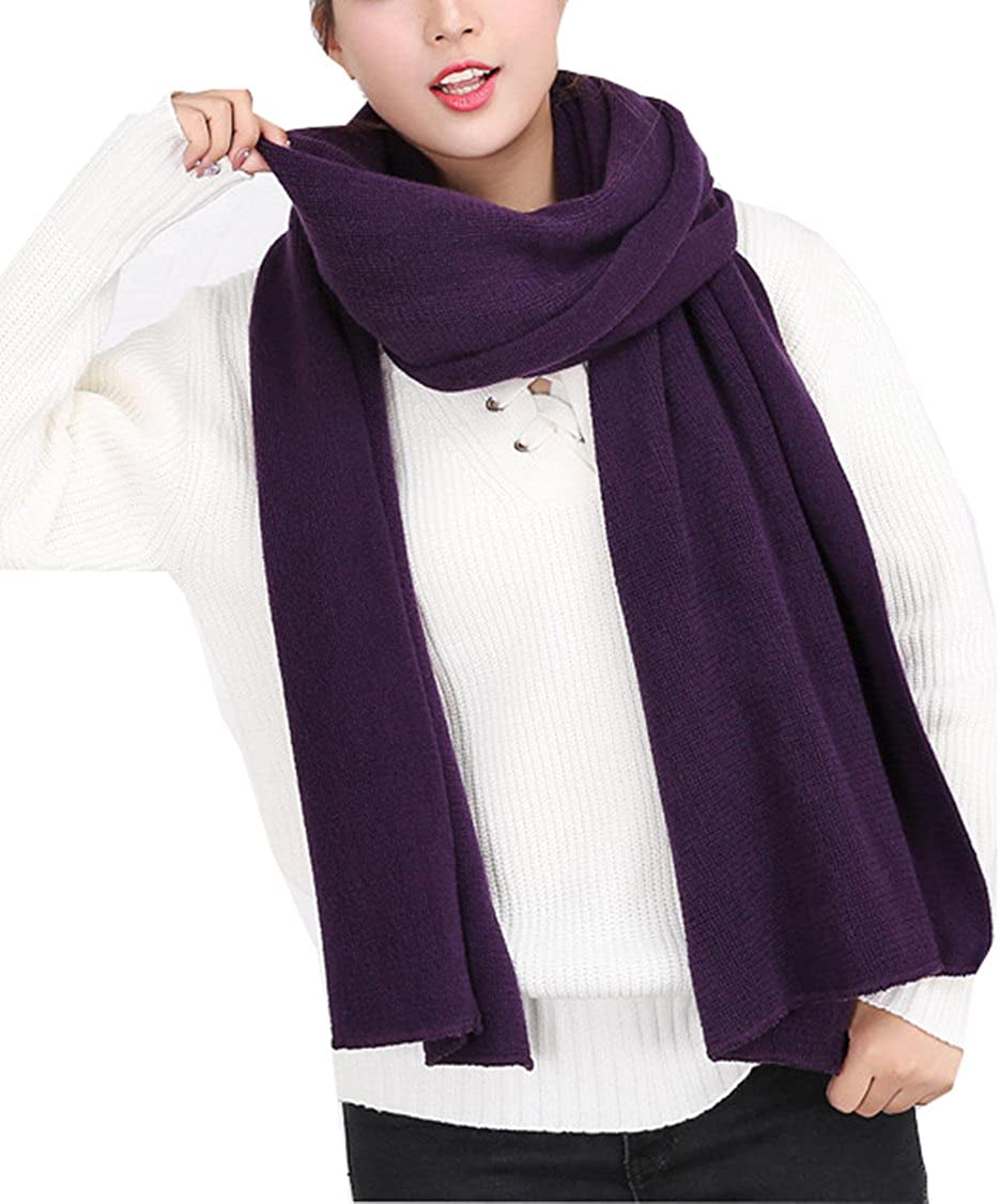 Wander Agio Women'S Warm Long Shawl Winter Warm Large Scarf Pure Color Apparel & Accessories > Clothing Accessories > Scarves & Shawls Wander Agio Purple  