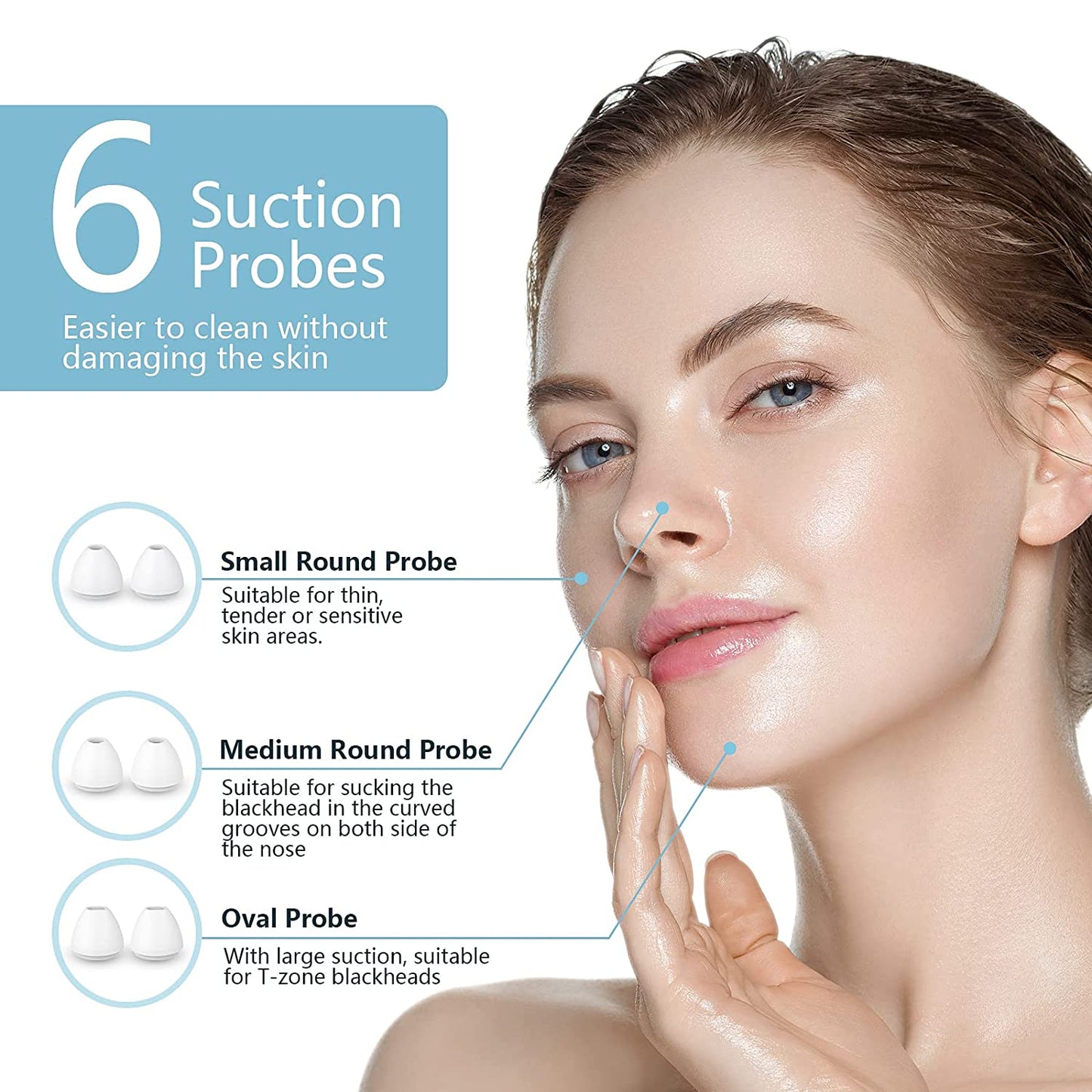 Blackhead Remover Pore Vacuum, Electric Facial Deep Cleaner, USB Rechargeable Male and Female Acne Whitehead Extraction Tool, 6 Suction Heads & 3 Adjustable Suction Health & Beauty > Personal Care > Cosmetics > Cosmetic Tools > Skin Care Tools TTozka   