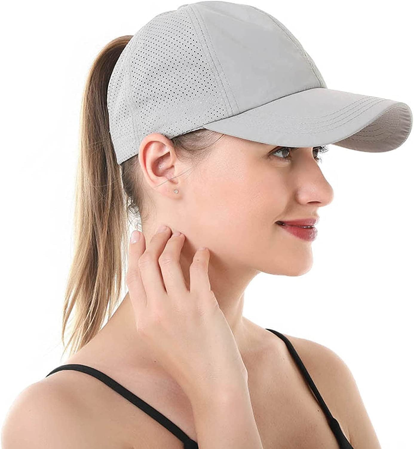 HGGE 2 Pack Womens Criss Cross Ponytail Baseball Caps Adjustable High Messy Bun Ponycap Quick Drying Hat Apparel & Accessories > Clothing Accessories > Hats HGGE   