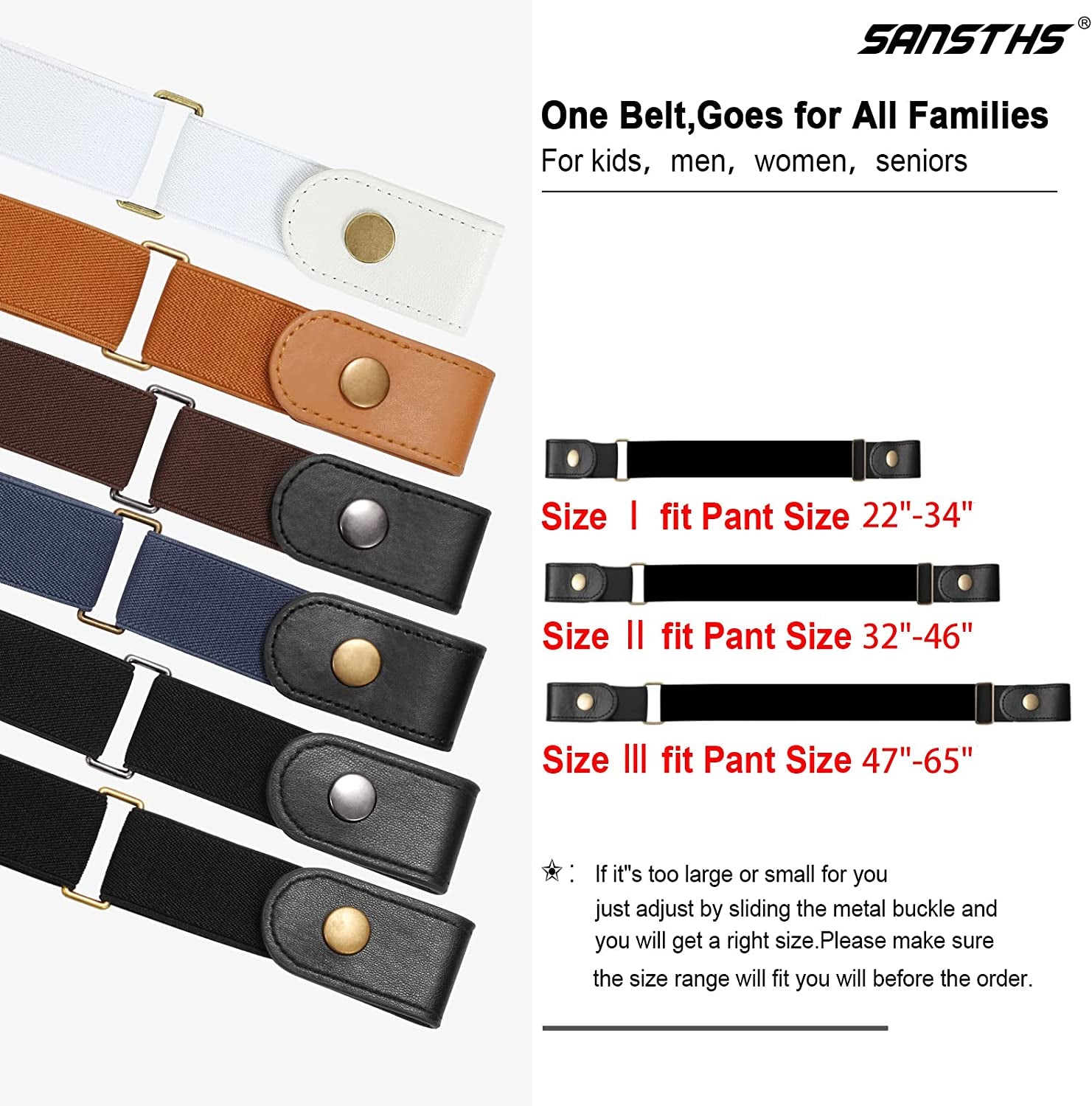 SANSTHS Buckle-Free Elastic Women Belt for Jeans without Buckle, Comfortable Invisible Belt No Bulge No Hassle Apparel & Accessories > Clothing Accessories > Belts SANSTHS   