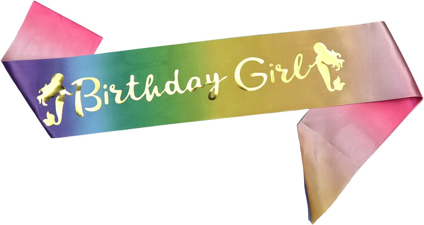 Memeyou Birthday Girl Sash,Birthday Sash for Women, Glitter Colorful Satin White Sash,Happy Birthday Princess Gifts for Little Girls,Sweet Funny Party Supplies Accessories for Kids Apparel & Accessories > Clothing Accessories > Sashes memeyou Rainbow  
