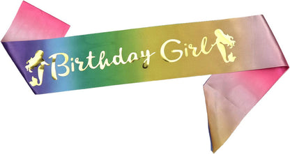 Memeyou Birthday Girl Sash,Birthday Sash for Women, Glitter Colorful Satin White Sash,Happy Birthday Princess Gifts for Little Girls,Sweet Funny Party Supplies Accessories for Kids Apparel & Accessories > Clothing Accessories > Sashes memeyou Rainbow  