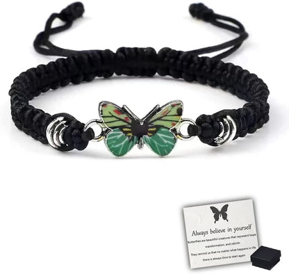 Butterfly Charm Bracelet, Adjustable Hand Woven Bracelets, Cute Butterfly Charm Bracelets, Bracelet Suitable for Family Butterfly Jewelry (Silver) Apparel & Accessories > Jewelry > Bracelets KKLM Black B  