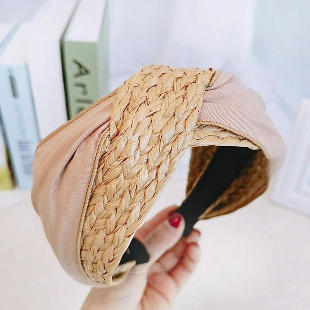 Headbands for Women Straw Knotted Headbands,Bohemian Summer Wide Headbands for Women Headwear Styling Tools Accessories,Style 1 Apparel & Accessories > Clothing Accessories > Headwear MHDGG Style 3  