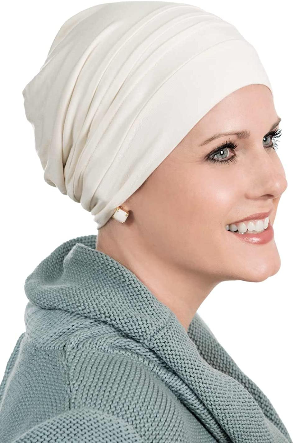 Cardani® Mod Slouchy Snood Turban - Viscose from Bamboo Hat Apparel & Accessories > Clothing Accessories > Headwear Cardani Cream One Size 