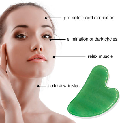 Gua Sha Stone, Guasha Tool for Face, Gua Sha Scraping Massage Natural Jade Face Neck Body Acupressure Scraper Therapy Tool Health & Beauty > Personal Care > Cosmetics > Cosmetic Tools > Skin Care Tools AOVIOANDY   