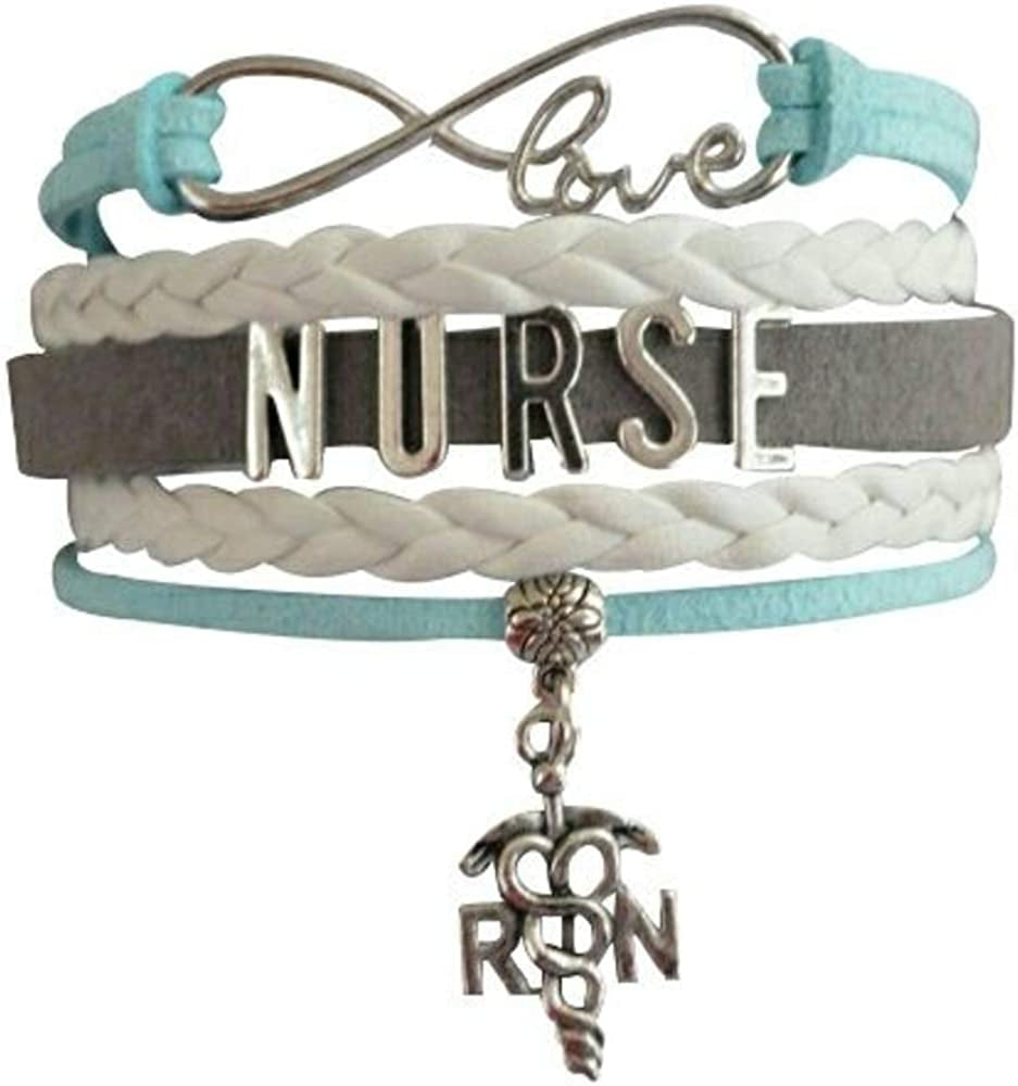 Infinity Collection Nurse Bracelet, Nurse Charm Bracelet Makes Perfect Nurse Gifts Apparel & Accessories > Jewelry > Bracelets Infinity Collection Teal/Gray  