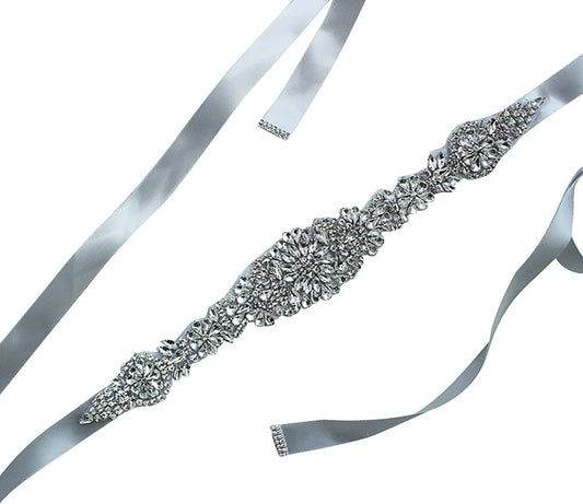 Women'S Bridal Dress Accessories Long Beaded Belt Sash plus Size for Bride,Grey Apparel & Accessories > Clothing Accessories > Belts Artist Unknown   
