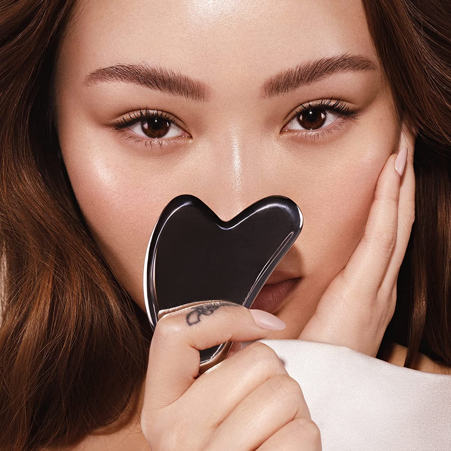 SACHEU Stainless Steel Gua Sha Facial Massage Tool to Reduce Puffiness, Lymphatic Drainage, Facial Tension, Helps Tighten, Firm and Lift Skin, Cooling Durable Skin Care Face Massager with Travel Pouch Health & Beauty > Personal Care > Cosmetics > Cosmetic Tools > Skin Care Tools Sacheu   