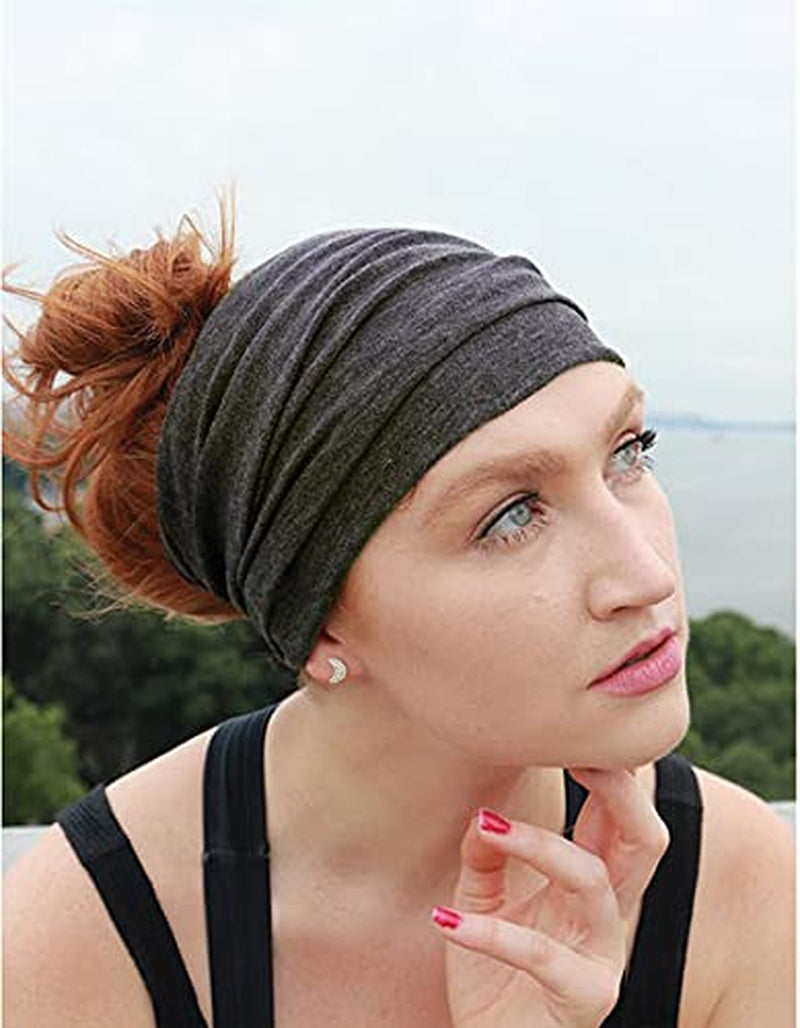Wide Headbands for Women Black Stylish Head Wraps Boho Thick Hairbands Large African Sport Yoga Turban Headband Hair Accessories (Pack of 4) Apparel & Accessories > Clothing Accessories > Bandanas & Headties Huachi   