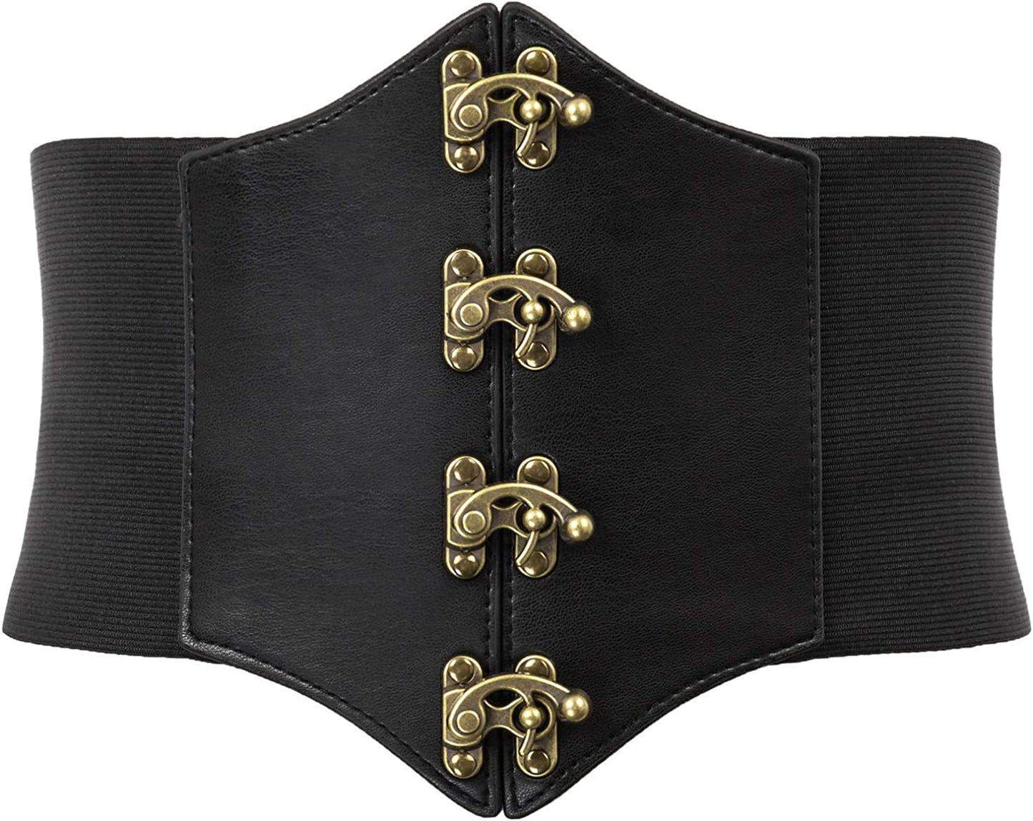 SCARLET DARKNESS Womens Steampunk Pirate Costumes Corset Belts Retro Buckle Wide Waist Cincher Apparel & Accessories > Clothing Accessories > Belts Scarlet Darkness Black X-Large 