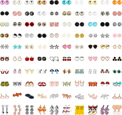 NEWITIN 100 Pairs Colorful Cute Stud Earrings for Girls Hypoallergenic Earrings Stainless Steel Earrings for Women Apparel & Accessories > Jewelry > Earrings NEWITIN Honey Girl  