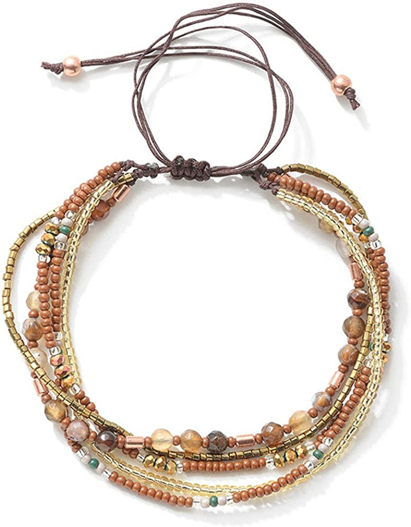 Joya Gift Handmade Adjustable Wrap Bracelet Bohemian String Braided Beads Anklets Gifts for Women Girls Apparel & Accessories > Jewelry > Anklets JOYA GIFT A  