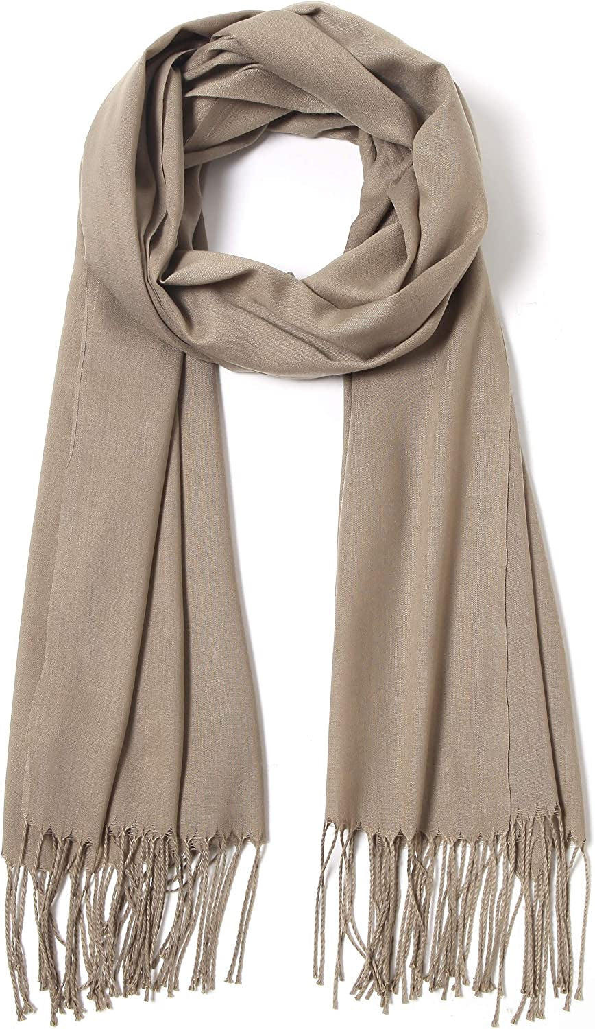 Pashmina Shawls and Wraps Large Scarfs for Women Wedding Party Bridal Long Fashion Solid Shawl Wrap with Fringes Apparel & Accessories > Clothing Accessories > Scarves & Shawls Cindy & Wendy Camel  
