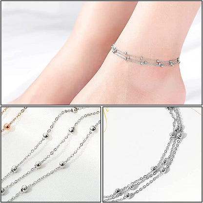 Generic Foot Chain Bead Multilayers Titanium Steel Ankle Bracelet for Women Cute Summer Adjustable Anklets Beach Jewelry Gifts Apparel & Accessories > Jewelry > Anklets generic   