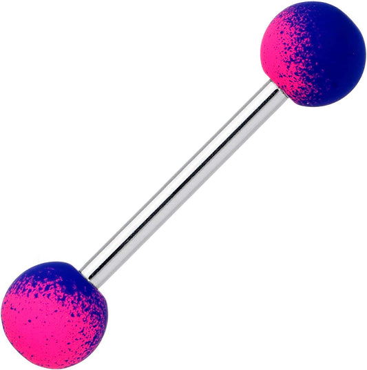 Body Candy 14G Women Steel Ombre Color Barbell Tongue Ring Body Piercing Jewelry 5/8” Apparel & Accessories > Jewelry > Body Jewelry Body Candy Blue  