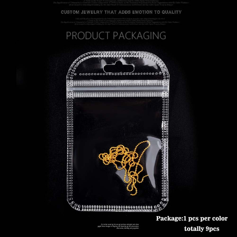 Lookathot 9Pcs 3D Concise Metallic Chain Nail Art Stickers Decals 50Cm Line Pattern Mixed Design Gold Silver Nail DIY Decoration Tools Health & Beauty > Personal Care > Cosmetics > Cosmetic Tools > Nail Tools Lookathot   
